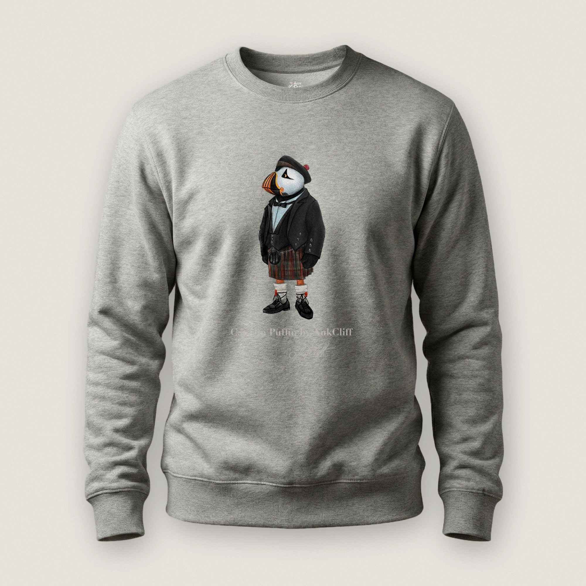 AukCliff® Captain Puffin Sweatshirt Carbon Grey / S Captain Puffin™ Scottish Heritage Sweatshirt