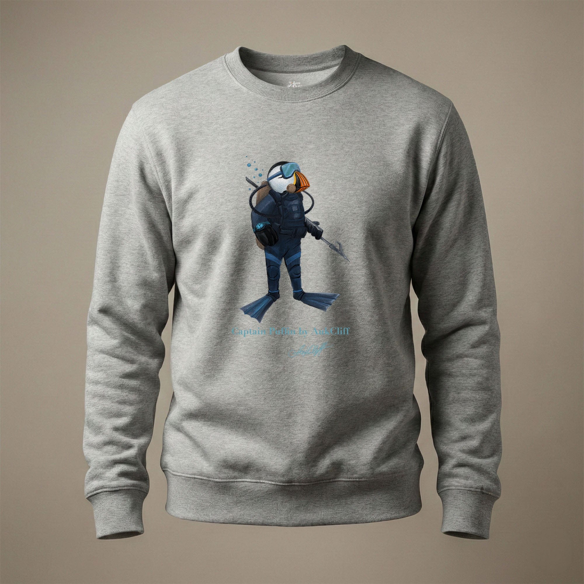 AukCliff Captain Puffin Sweatshirt Carbon Grey / S Captain Puffin™ Scuba Diver Sweatshirt