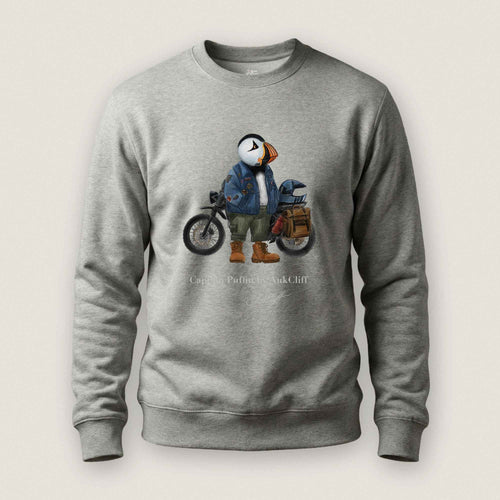 AukCliff Captain Puffin Sweatshirt Carbon Grey / S Captain Puffin™ “The Adventure Motorcyclist” Sweatshirt