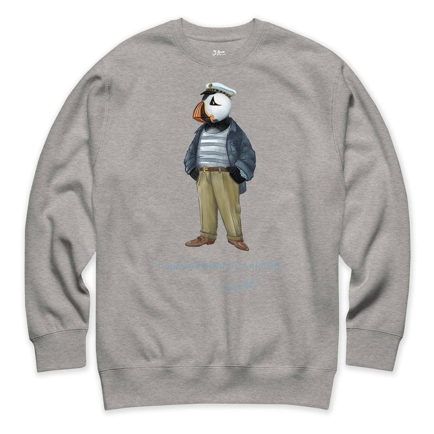 AukCliff Captain Puffin Sweatshirt Carbon Grey / S Captain Puffin “The Yacht Captain” Sweatshirt