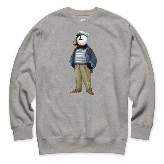 AukCliff Captain Puffin Sweatshirt Carbon Grey / S Captain Puffin “The Yacht Captain” Sweatshirt