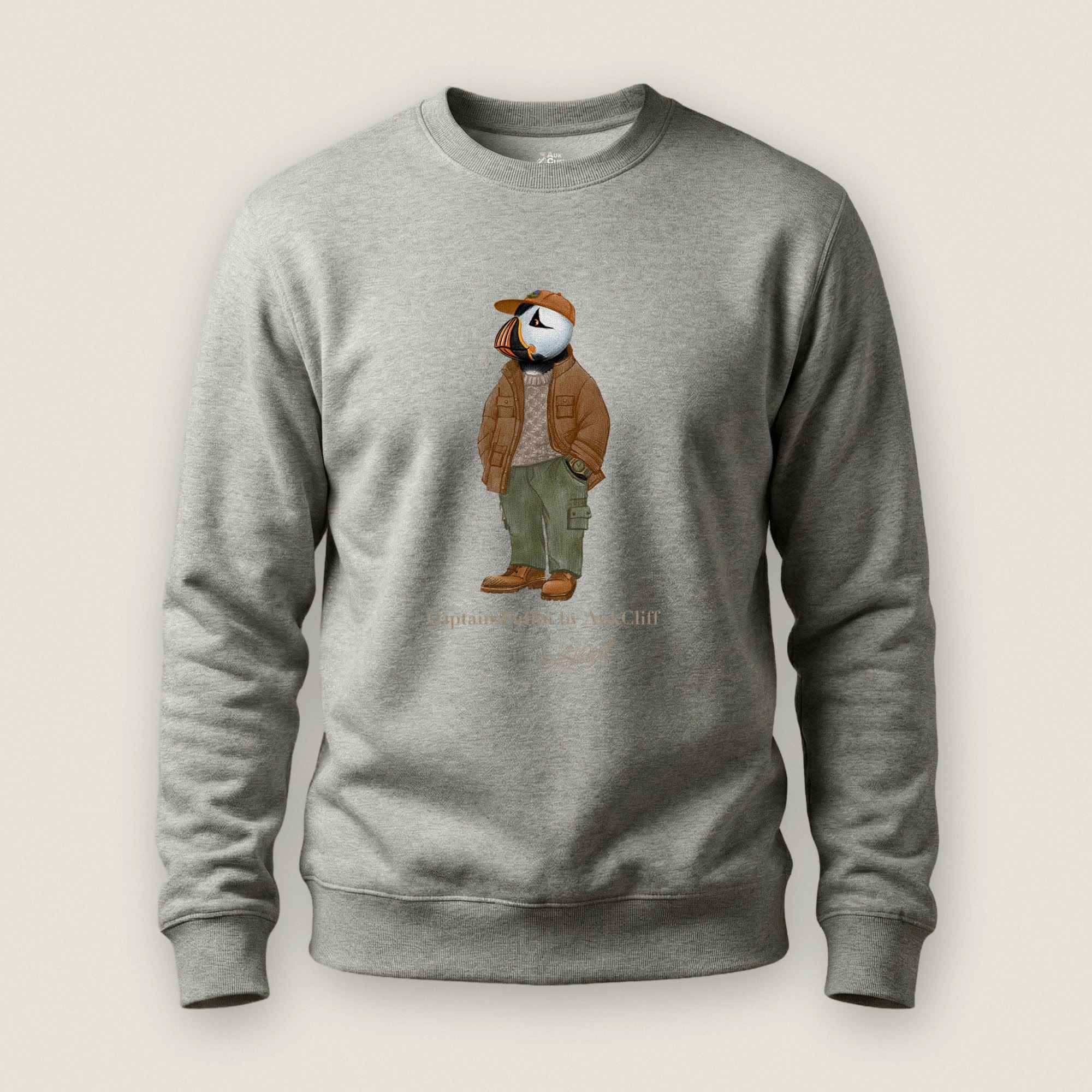 AukCliff® Captain Puffin Sweatshirt Carbon Grey / S Captain Puffin “UK Rambler” Sweatshirt
