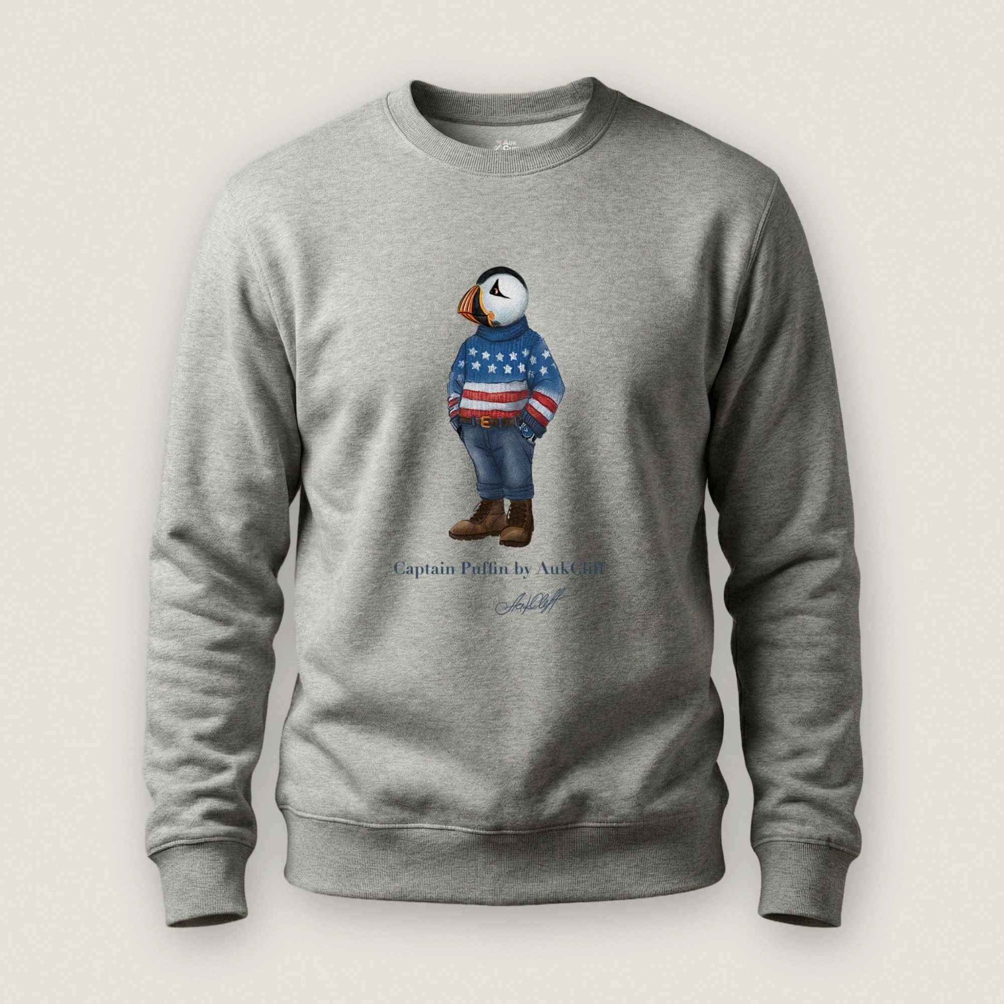AukCliff Captain Puffin Sweatshirt Carbon Grey / S Captain Puffin™ “USA Outfitter” Sweatshirt