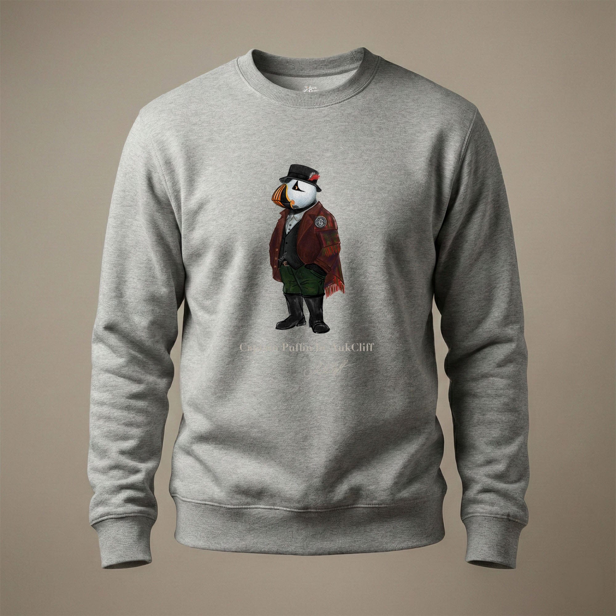 AukCliff® Captain Puffin Sweatshirt Carbon Grey / S Captain Puffin™ Welsh Heritage Sweatshirt