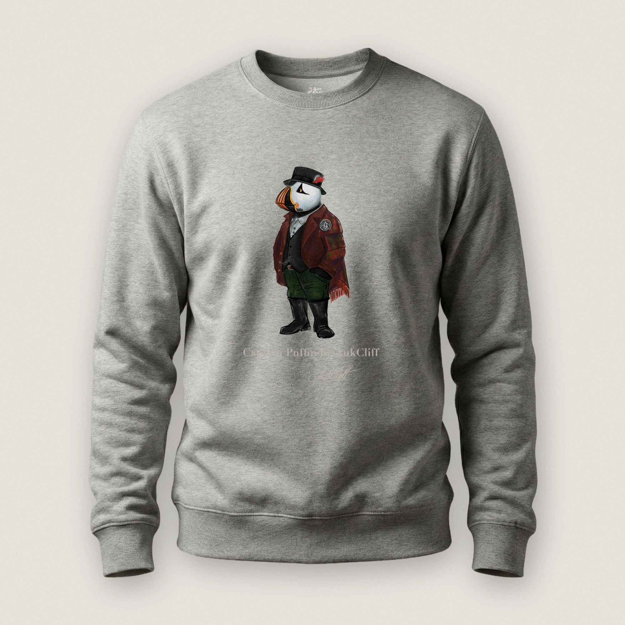 AukCliff® Captain Puffin Sweatshirt Carbon Grey / S Captain Puffin™ Welsh Heritage Sweatshirt