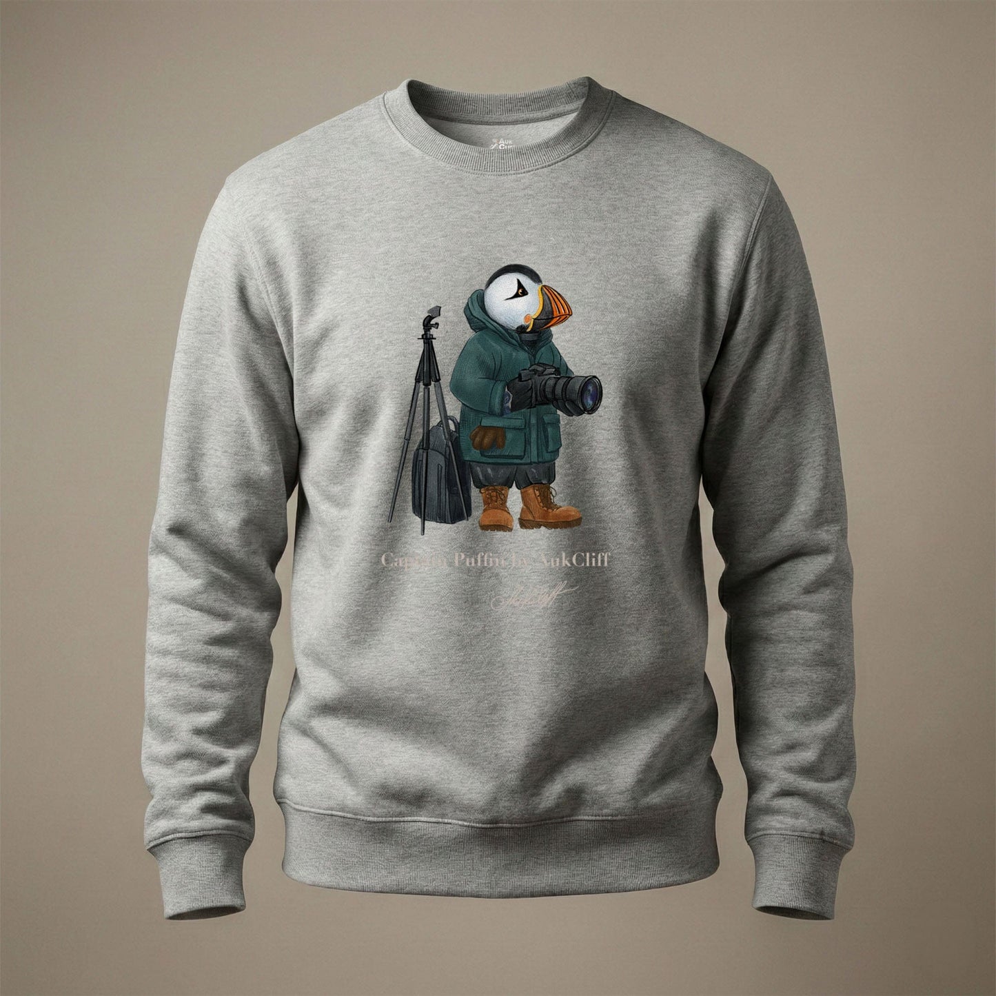 AukCliff Captain Puffin Sweatshirt Carbon Grey / S Captain Puffin™ Wildlife Photographer Sweatshirt