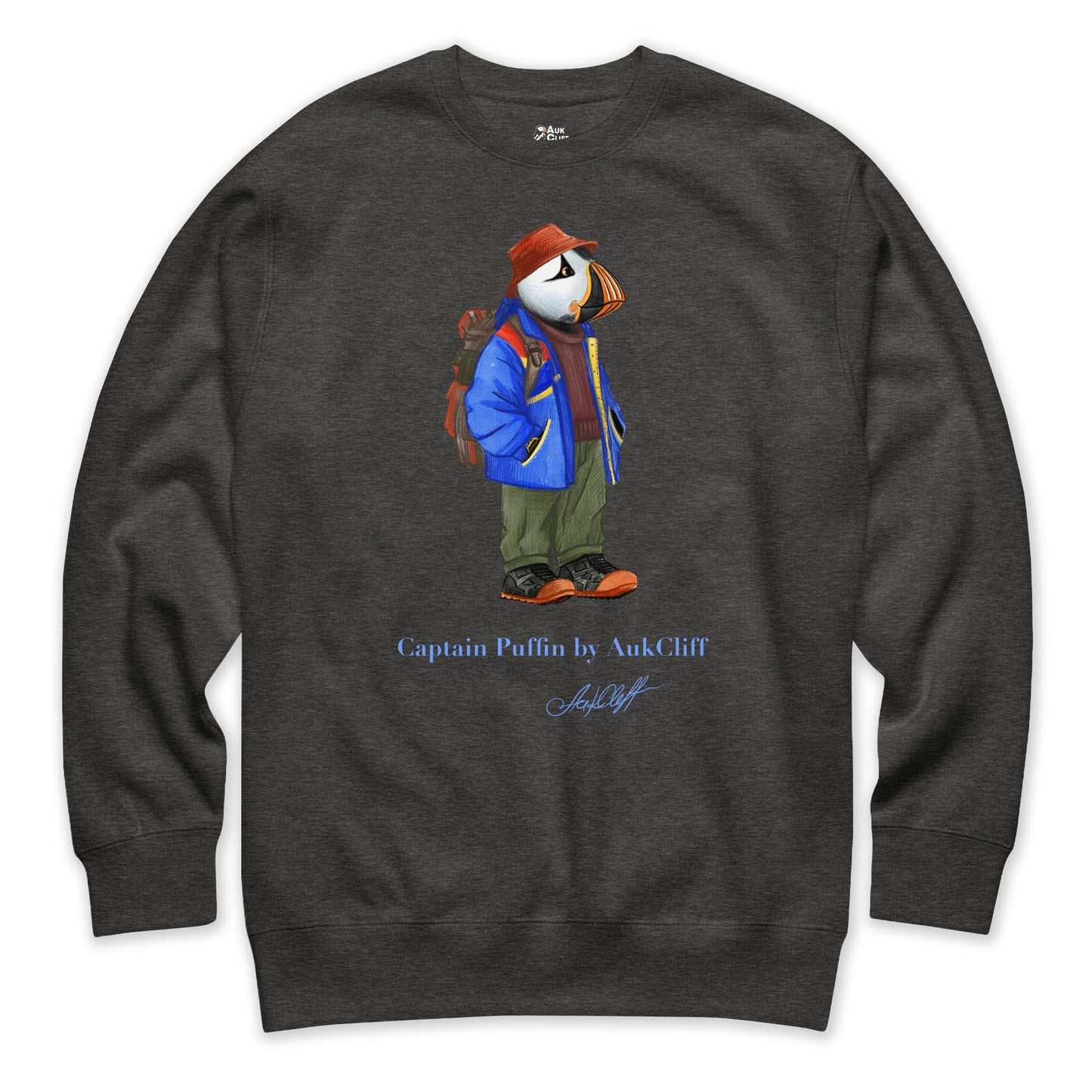 AukCliff Captain Puffin Sweatshirt Charcoal Heather / S Captain Puffin™ 90’s Outdoor Style Sweatshirt