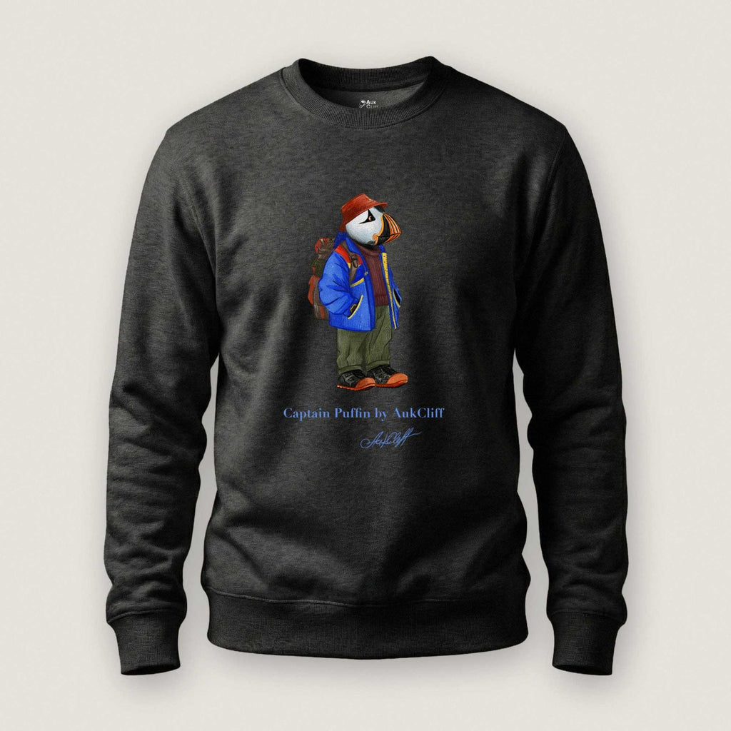AukCliff Captain Puffin Sweatshirt Charcoal Heather / S Captain Puffin™ 90’s Outdoor Style Sweatshirt