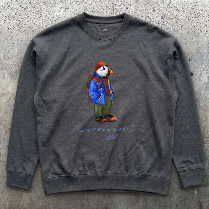 AukCliff Captain Puffin Sweatshirt Charcoal Heather / S Captain Puffin™ 90’s Outdoor Style Sweatshirt