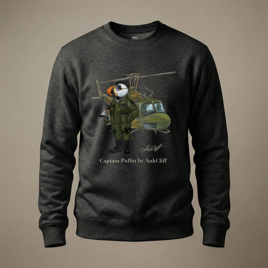 AukCliff® Captain Puffin Sweatshirt Charcoal Heather / S Captain Puffin™ Airborne Sweatshirt
