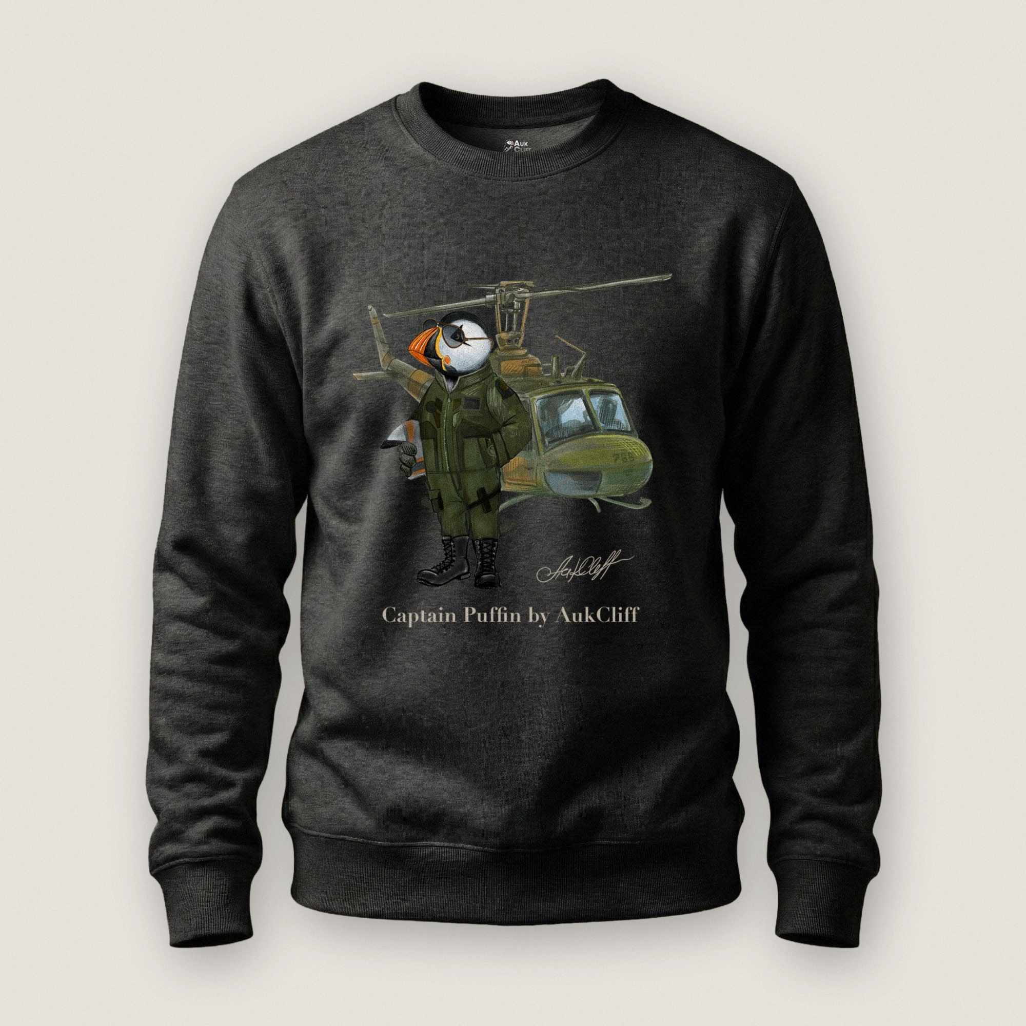 AukCliff® Captain Puffin Sweatshirt Charcoal Heather / S Captain Puffin™ Airborne Sweatshirt