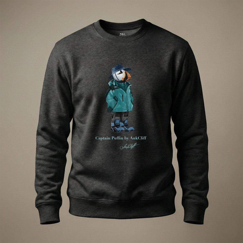 AukCliff® Captain Puffin Sweatshirt Charcoal Heather / S Captain Puffin “Alpine Wayfarer” Sweatshirt