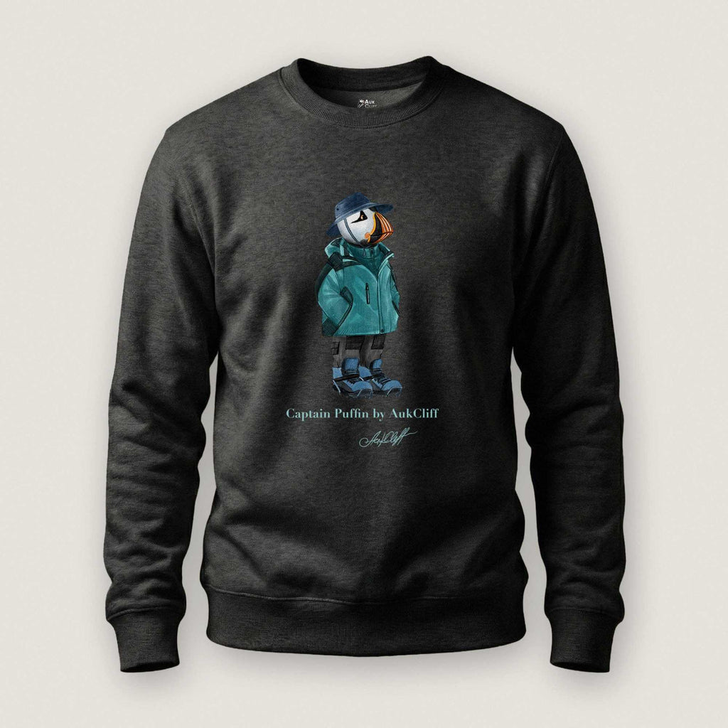 AukCliff® Captain Puffin Sweatshirt Charcoal Heather / S Captain Puffin “Alpine Wayfarer” Sweatshirt