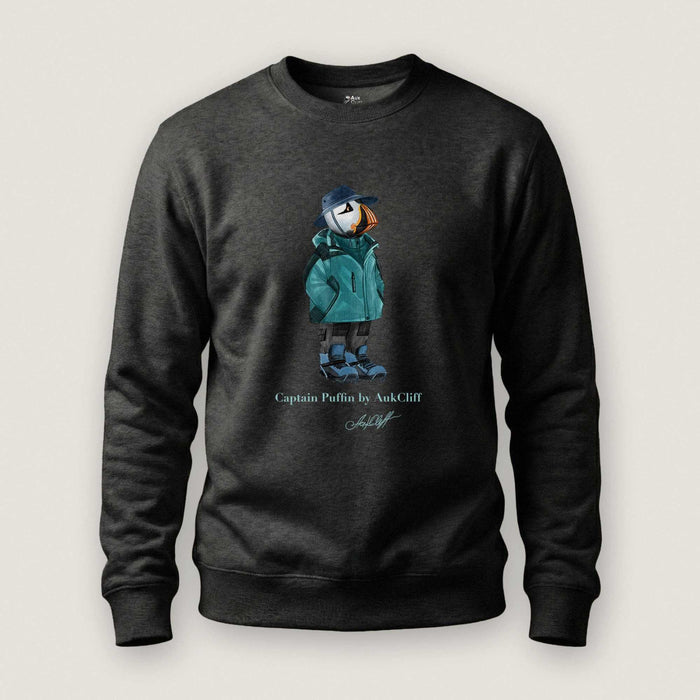 AukCliff® Captain Puffin Sweatshirt Charcoal Heather / S Captain Puffin “Alpine Wayfarer” Sweatshirt