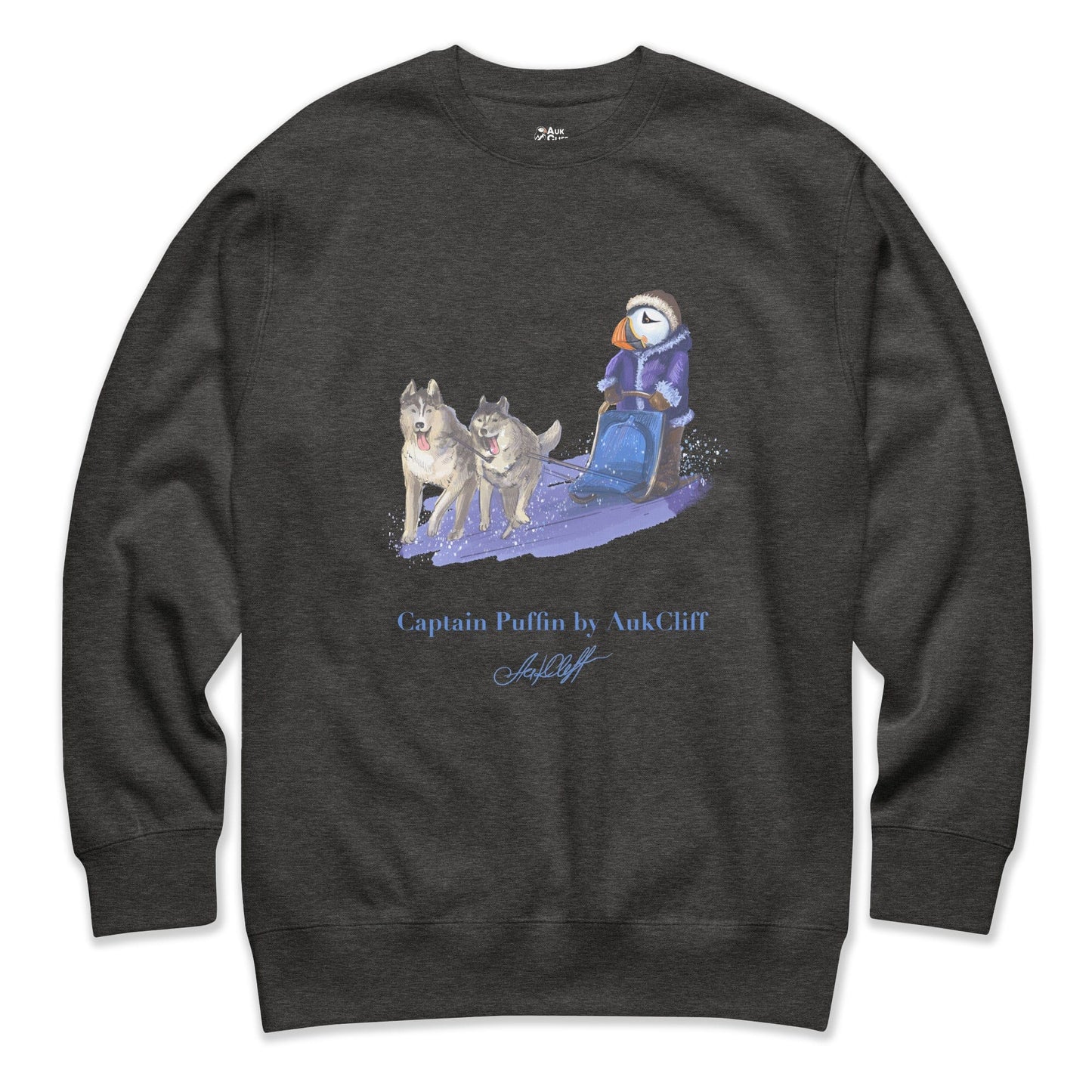 AukCliff Captain Puffin Sweatshirt Charcoal Heather / S Captain Puffin™ Arctic Dog Sledder Sweatshirt
