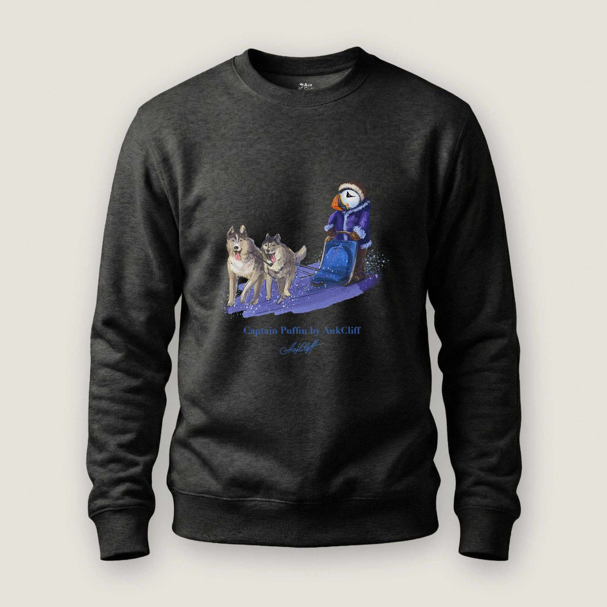 AukCliff Captain Puffin Sweatshirt Charcoal Heather / S Captain Puffin™ Arctic Dog Sledder Sweatshirt