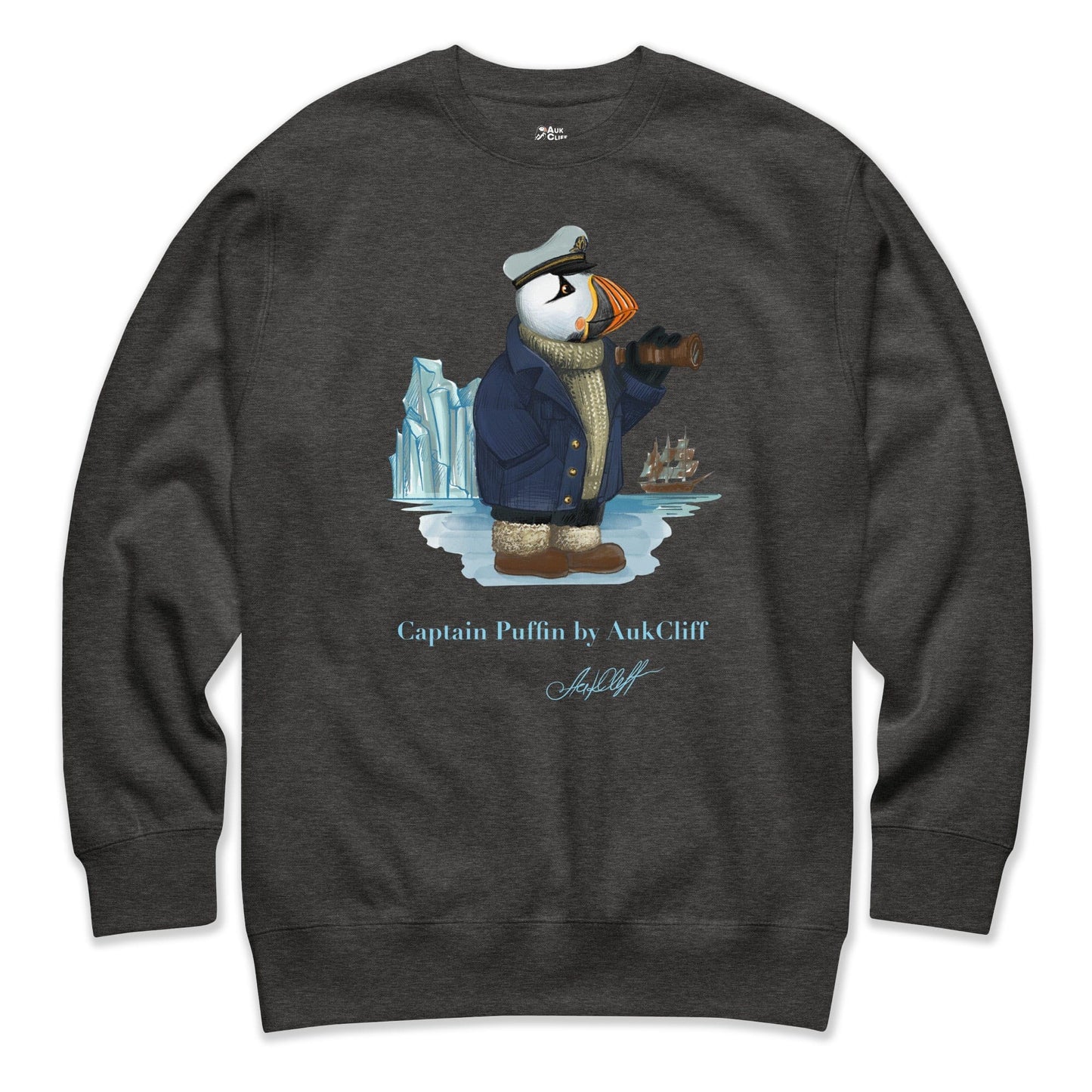AukCliff Captain Puffin Sweatshirt Charcoal Heather / S Captain Puffin™ Arctic Sailor Sweatshirt
