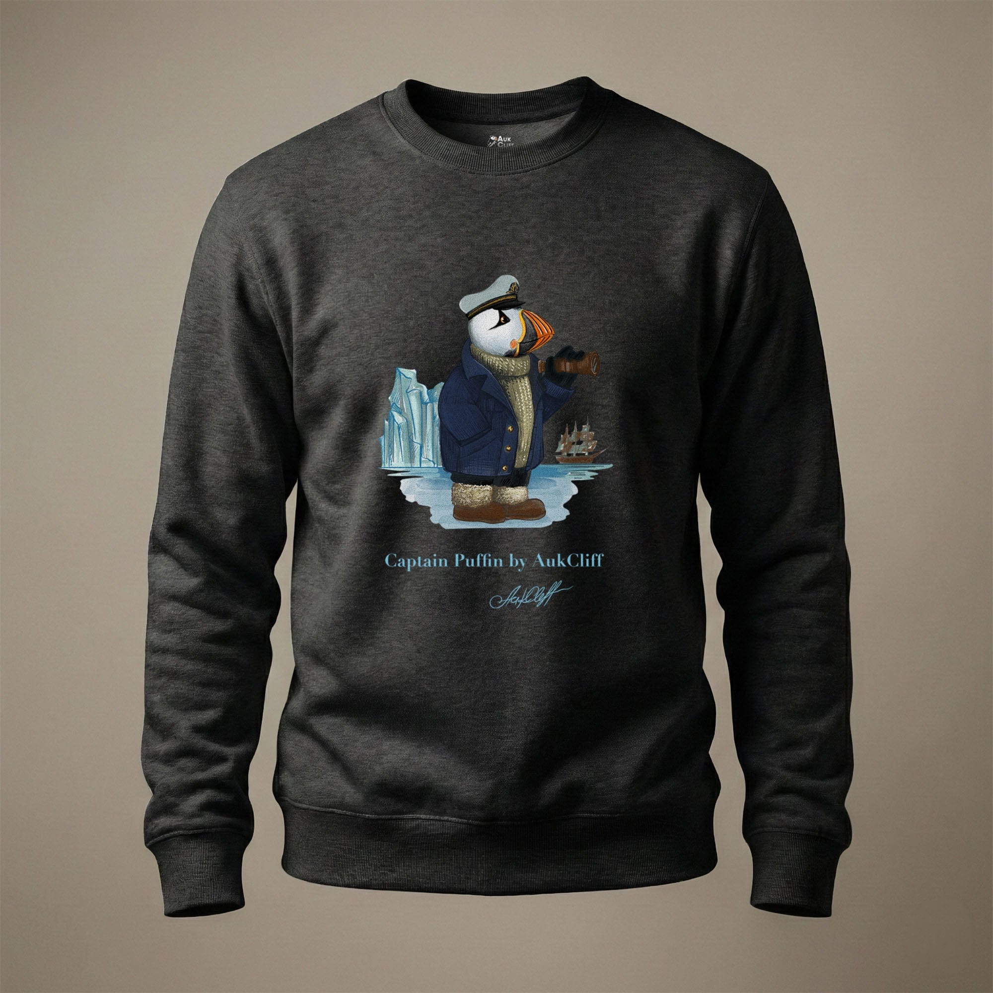AukCliff Captain Puffin Sweatshirt Charcoal Heather / S Captain Puffin™ Arctic Sailor Sweatshirt