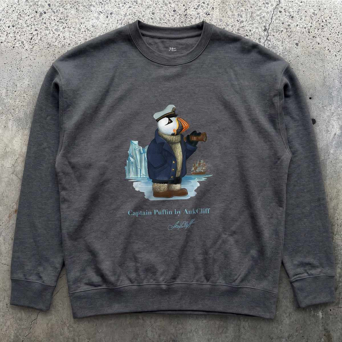 AukCliff Captain Puffin Sweatshirt Charcoal Heather / S Captain Puffin™ Arctic Sailor Sweatshirt