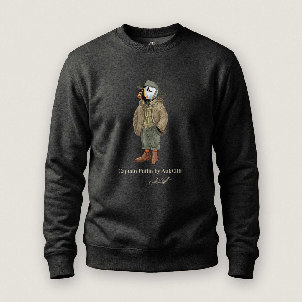 AukCliff® Captain Puffin Sweatshirt Charcoal Heather / S Captain Puffin “Australian Bushwalker” Sweatshirt