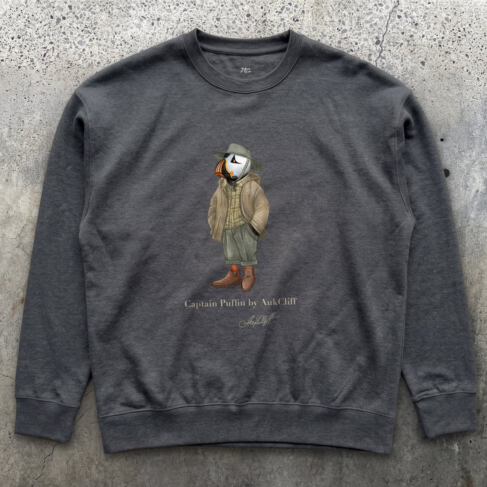 AukCliff® Captain Puffin Sweatshirt Charcoal Heather / S Captain Puffin “Australian Bushwalker” Sweatshirt