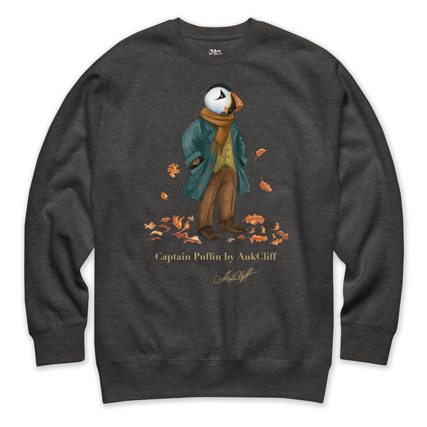 AukCliff Captain Puffin Sweatshirt Charcoal Heather / S Captain Puffin™ “Autumn Wanderer” Sweatshirt