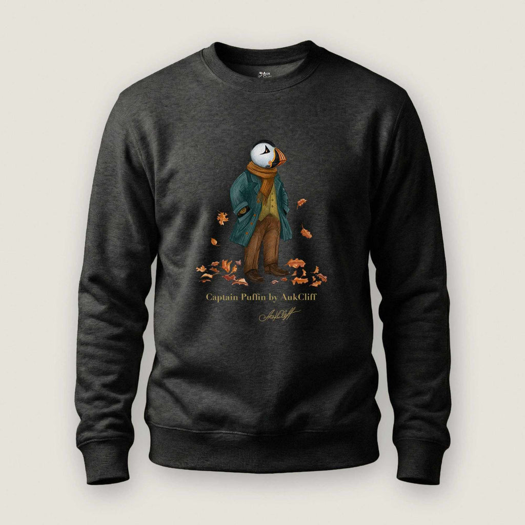 AukCliff Captain Puffin Sweatshirt Charcoal Heather / S Captain Puffin™ “Autumn Wanderer” Sweatshirt