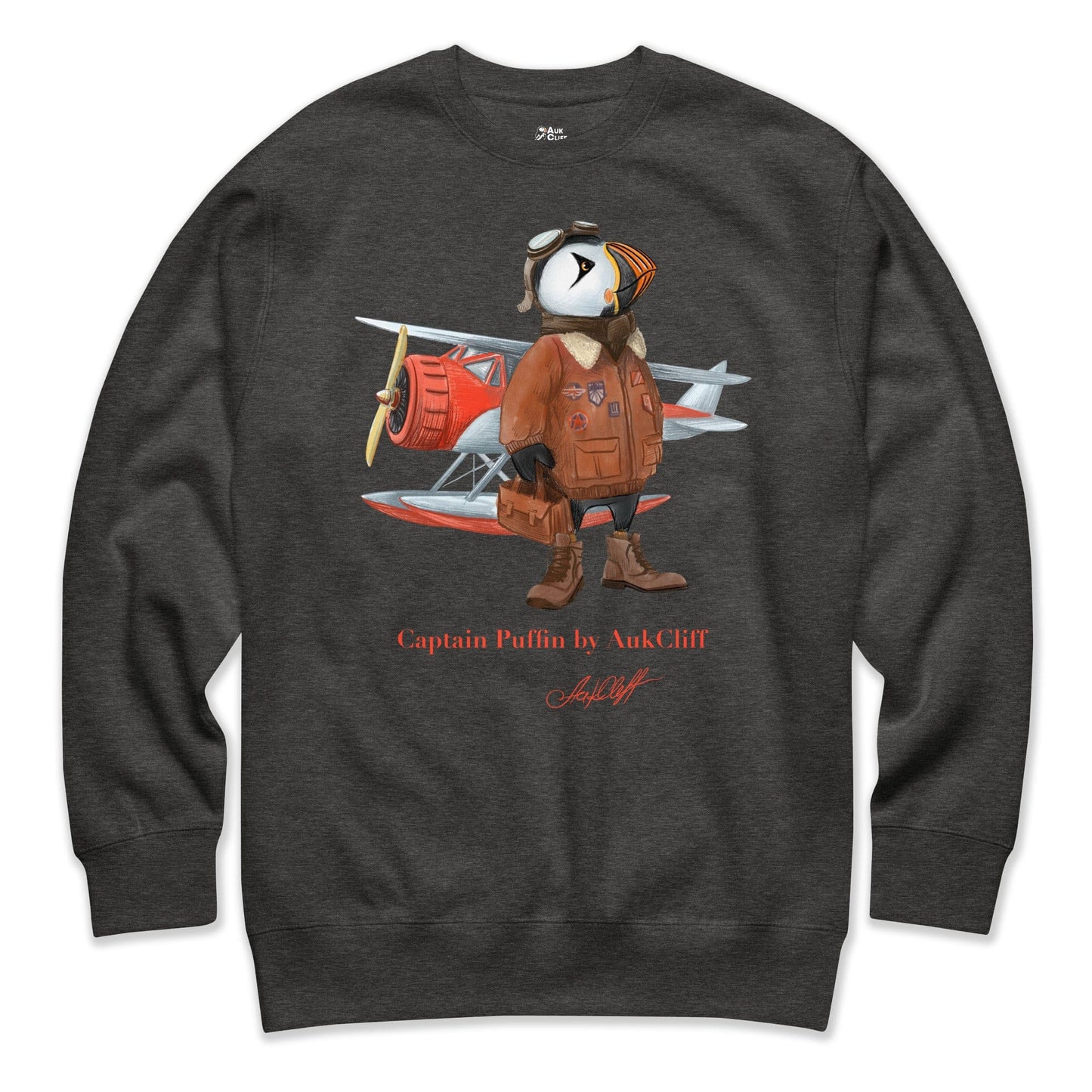 AukCliff Captain Puffin Sweatshirt Charcoal Heather / S Captain Puffin™ Bush Pilot Sweatshirt