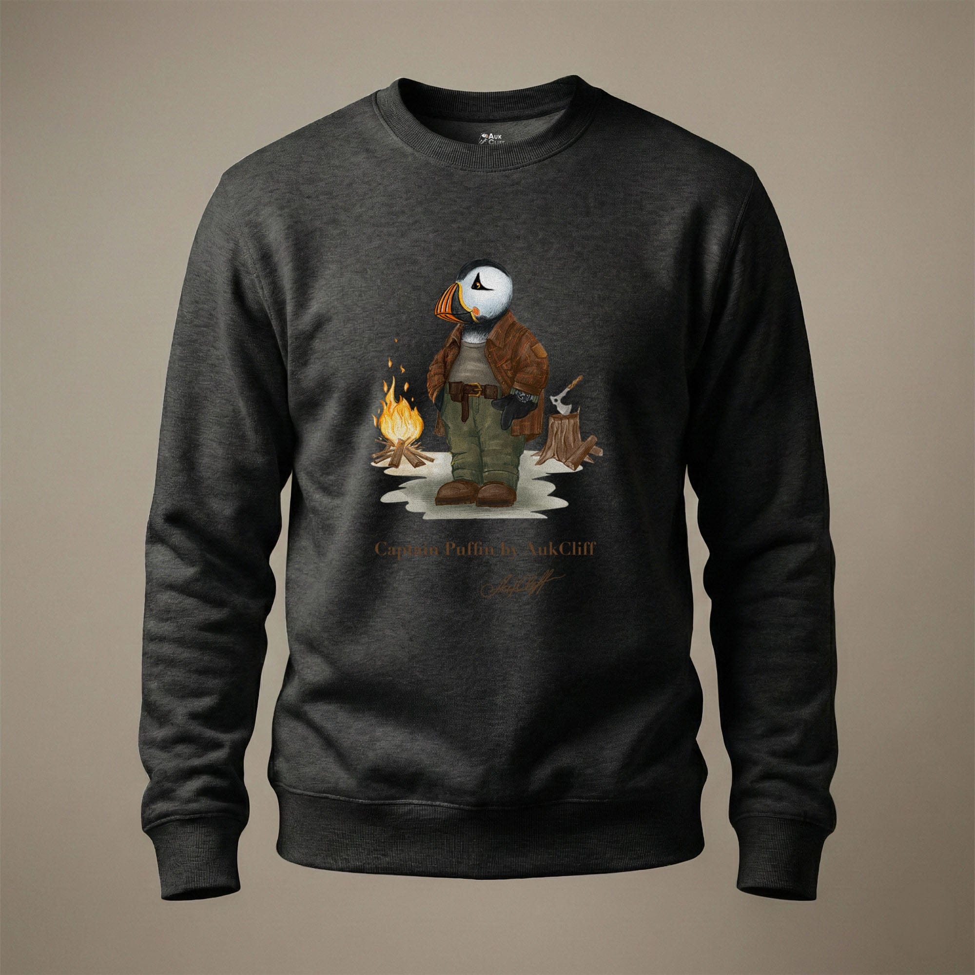 AukCliff Captain Puffin Sweatshirt Charcoal Heather / S Captain Puffin™ Bushcraft Sweatshirt