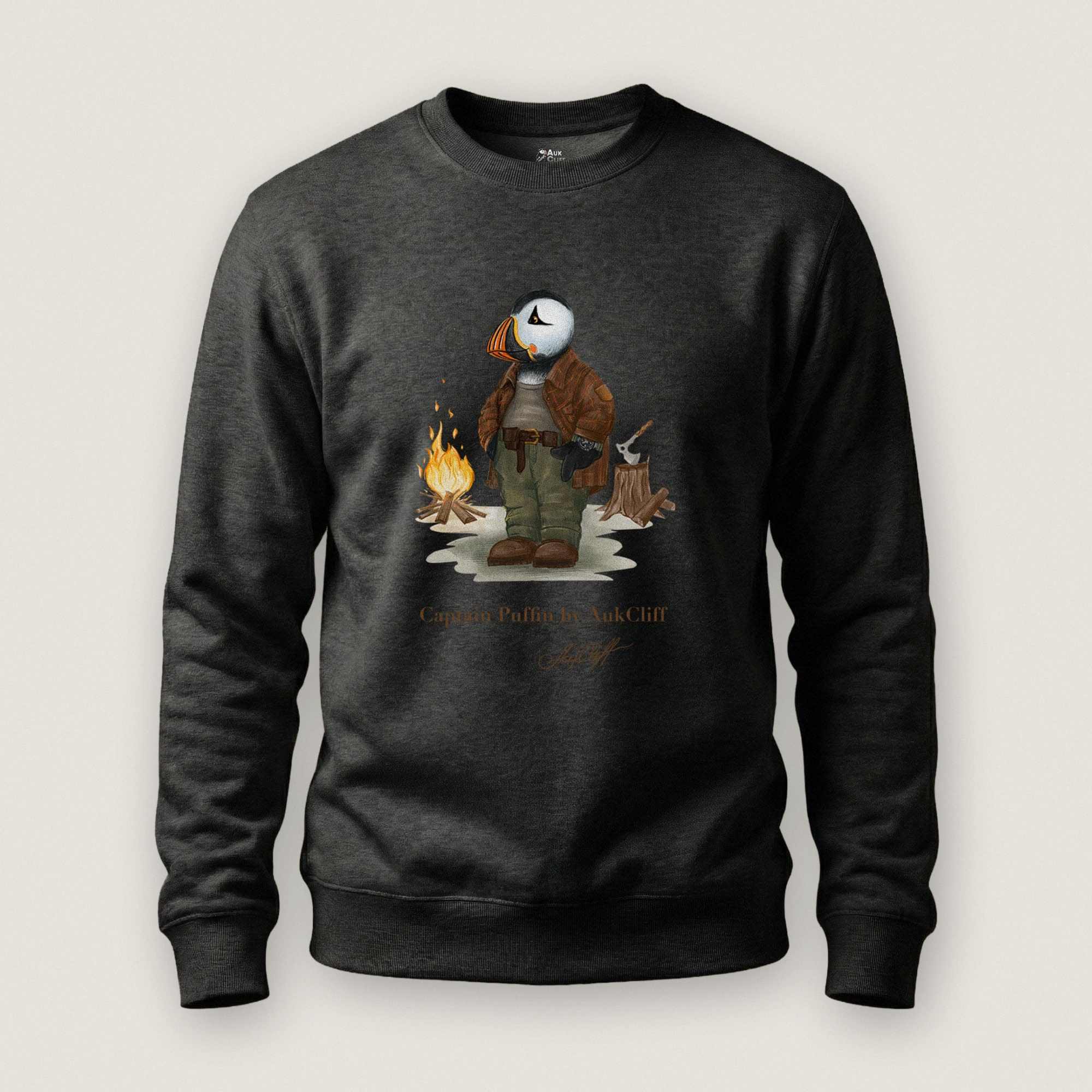 AukCliff Captain Puffin Sweatshirt Charcoal Heather / S Captain Puffin™ Bushcraft Sweatshirt