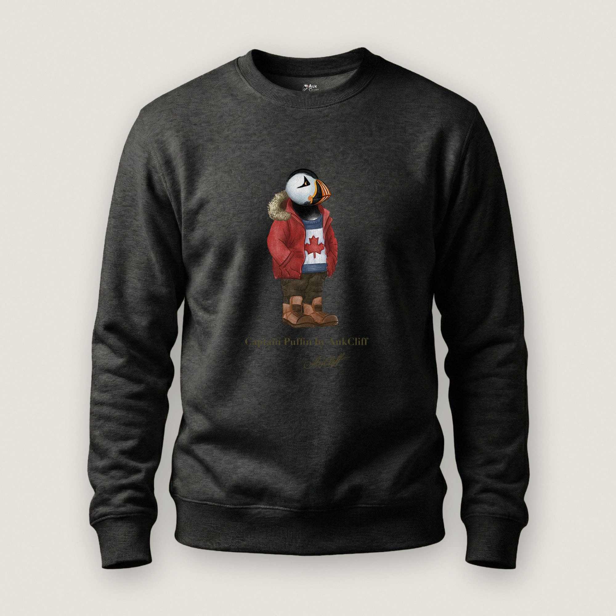 AukCliff Captain Puffin Sweatshirt Charcoal Heather / S Captain Puffin™ “Canada Trailkeeper” Sweatshirt
