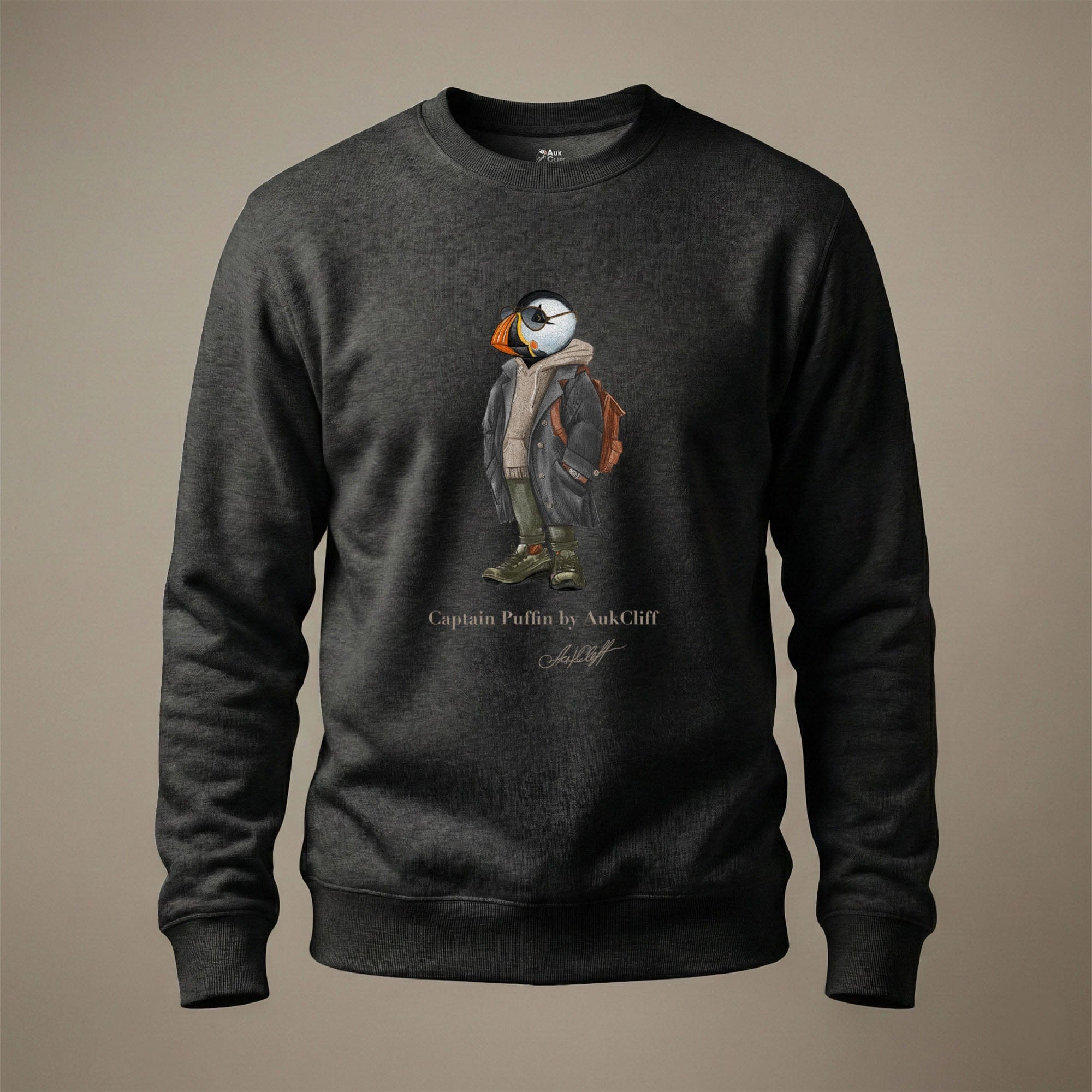 AukCliff® Captain Puffin Sweatshirt Charcoal Heather / S Captain Puffin™ “City Explorer” Sweatshirt