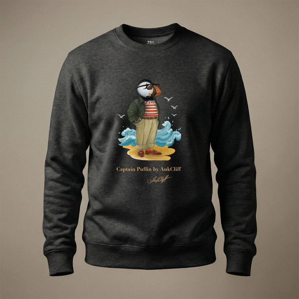 AukCliff Captain Puffin Sweatshirt Charcoal Heather / S Captain Puffin™ Coastal Wanderer Sweatshirt