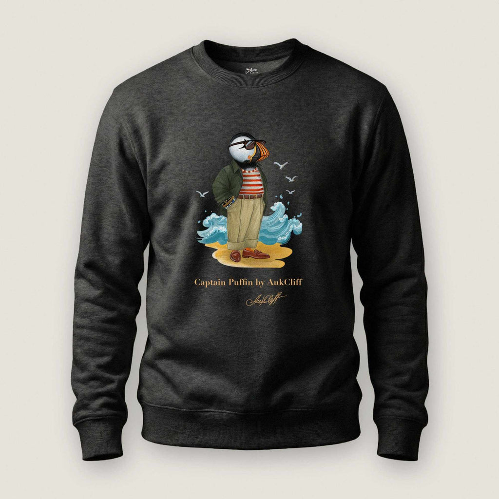 AukCliff Captain Puffin Sweatshirt Charcoal Heather / S Captain Puffin™ Coastal Wanderer Sweatshirt
