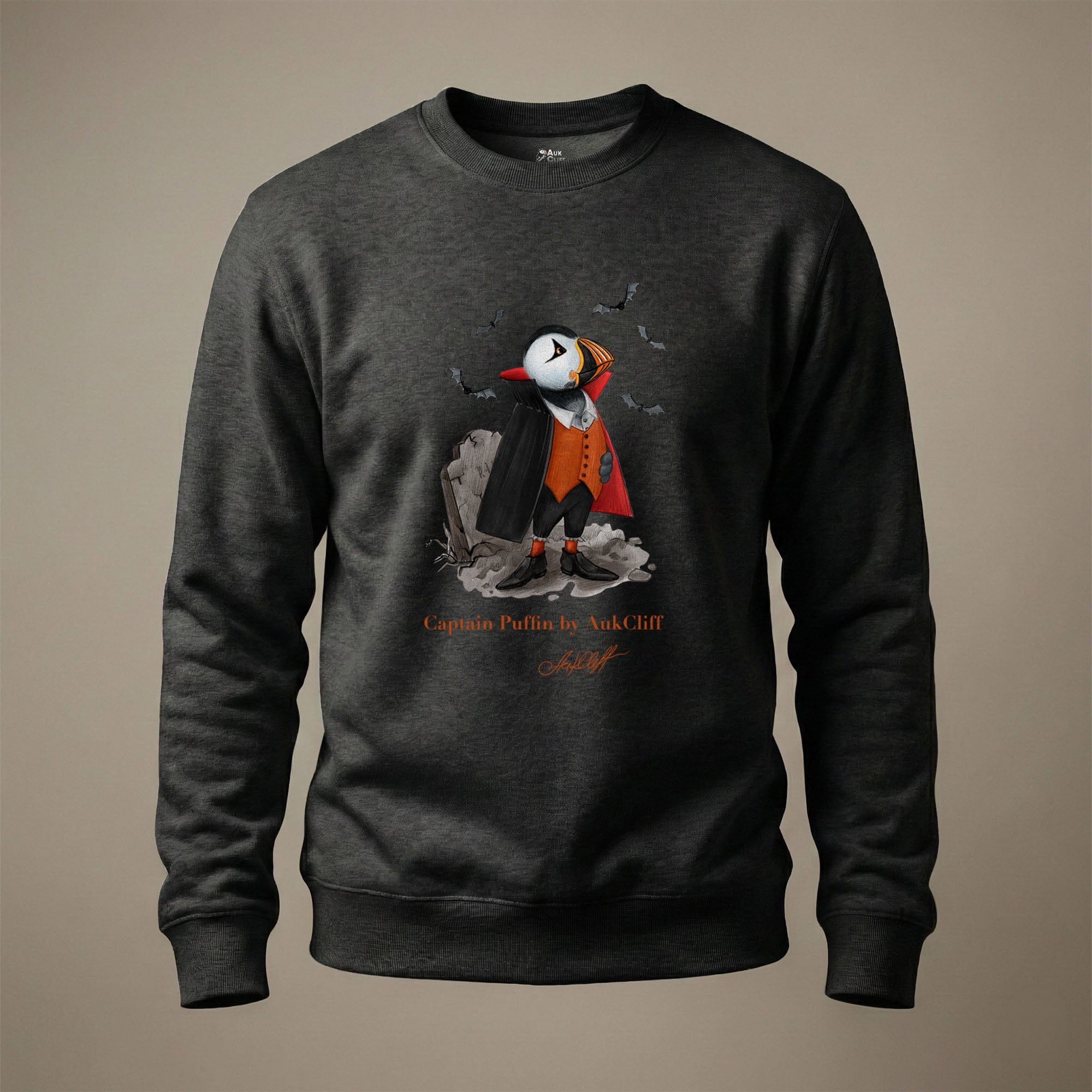 AukCliff Captain Puffin Sweatshirt Charcoal Heather / S Captain Puffin™ "Count Dracula" Sweatshirt
