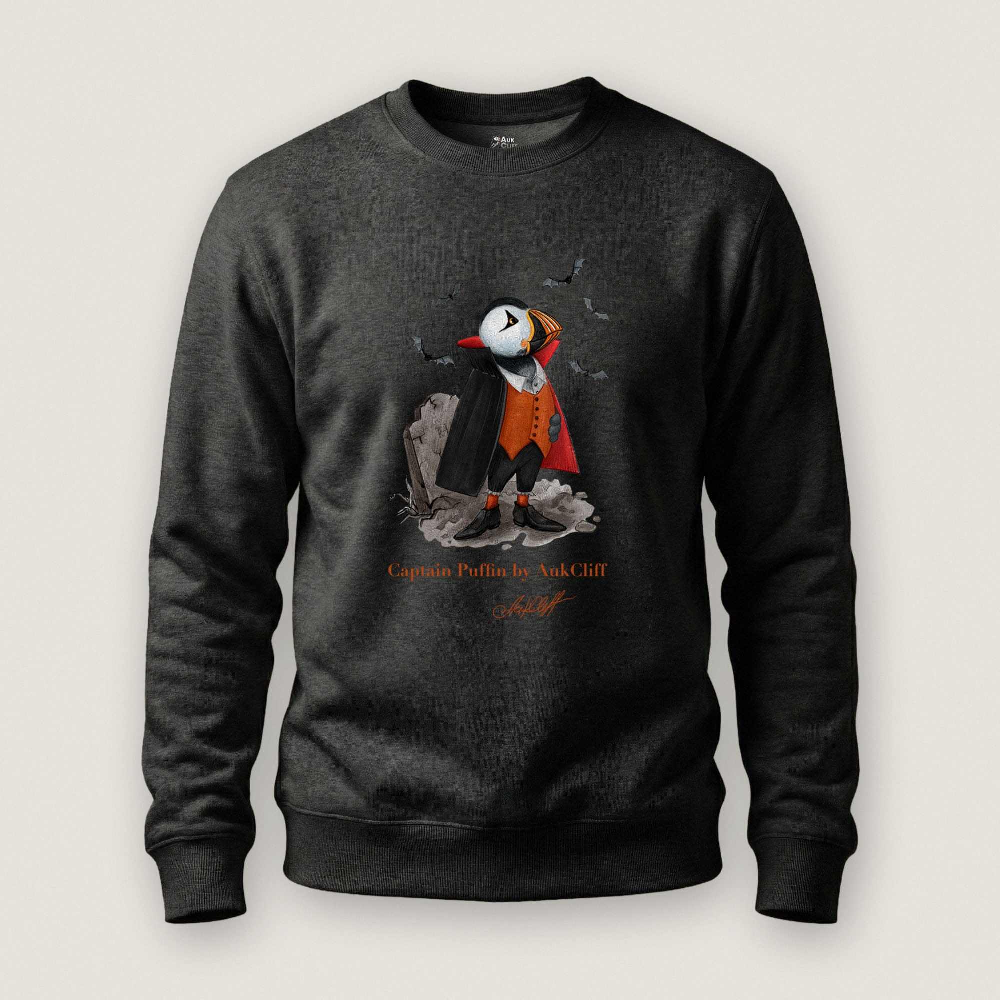 AukCliff Captain Puffin Sweatshirt Charcoal Heather / S Captain Puffin™ "Count Dracula" Sweatshirt