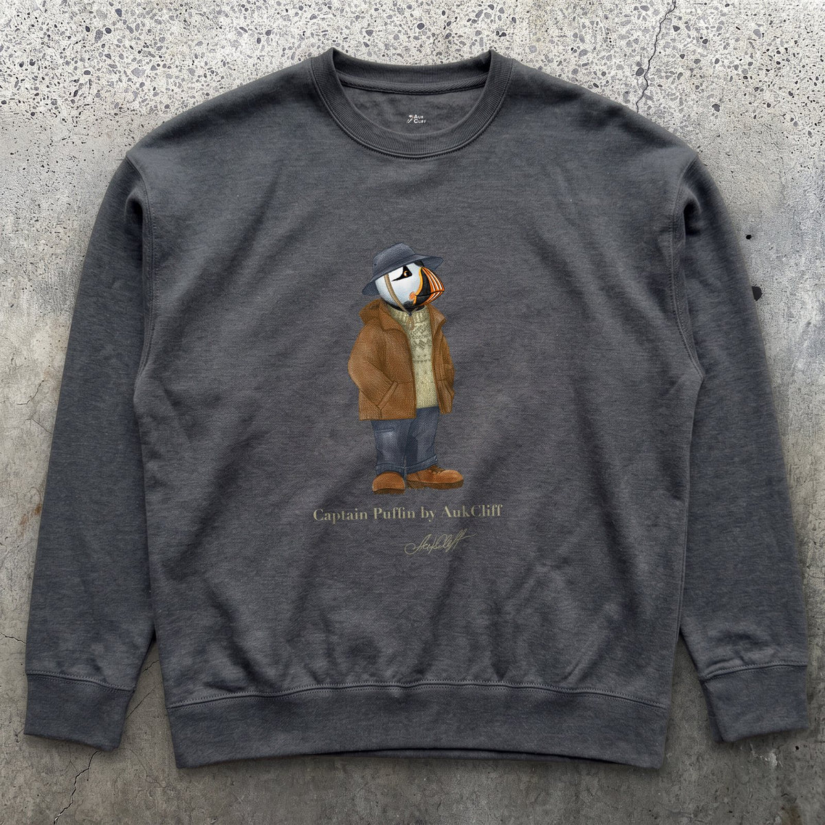 AukCliff® Captain Puffin Sweatshirt Charcoal Heather / S Captain Puffin “Dolomites Alpine Rambler” Sweatshirt