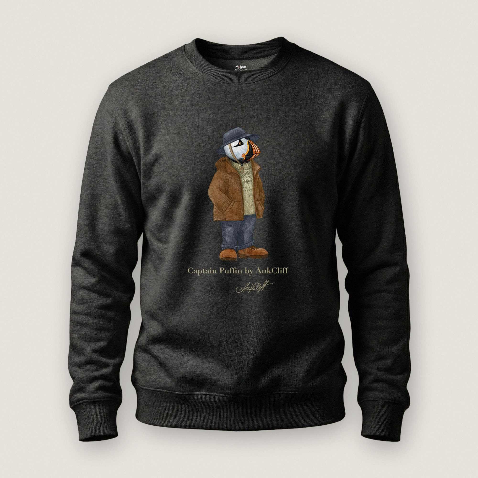 AukCliff® Captain Puffin Sweatshirt Charcoal Heather / S Captain Puffin “Dolomites Alpine Rambler” Sweatshirt