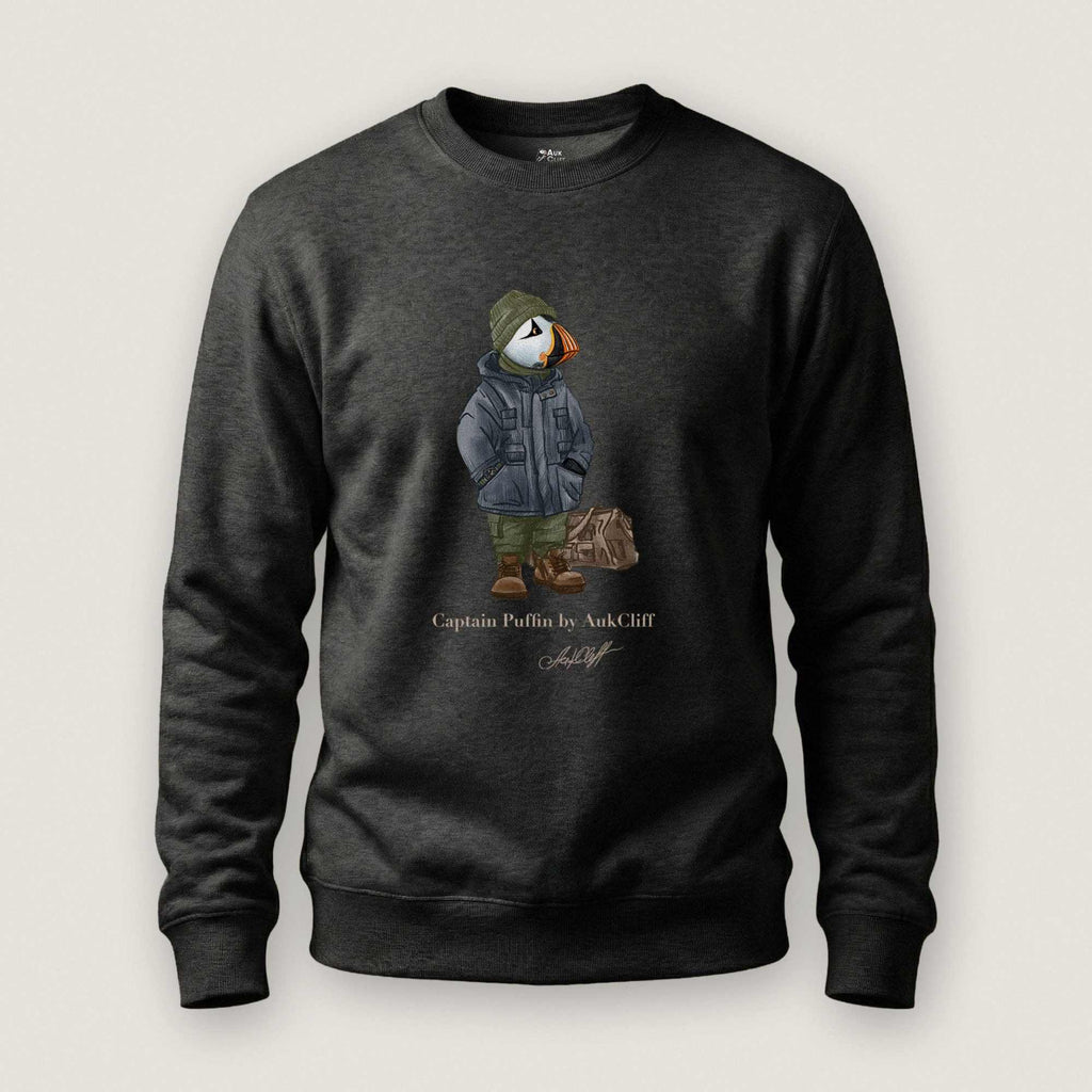AukCliff® Captain Puffin Sweatshirt Charcoal Heather / S Captain Puffin™ “Expedition Scout” Sweatshirt