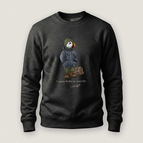 AukCliff® Captain Puffin Sweatshirt Charcoal Heather / S Captain Puffin™ “Expedition Scout” Sweatshirt