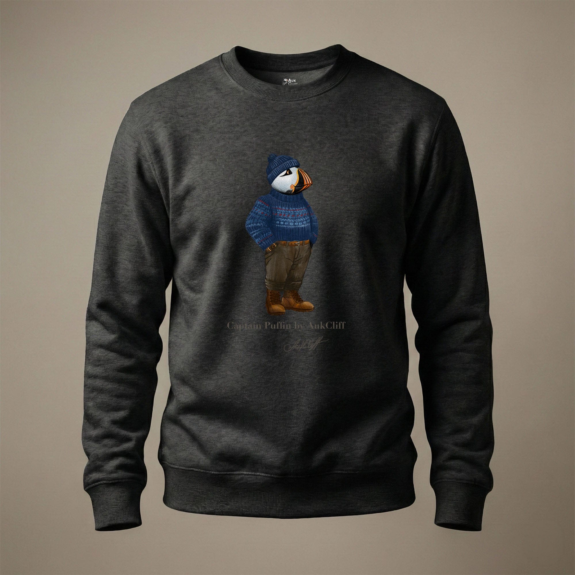 AukCliff Captain Puffin Sweatshirt Charcoal Heather / S Captain Puffin™ “Faroe Islands Fisherman” Sweatshirt