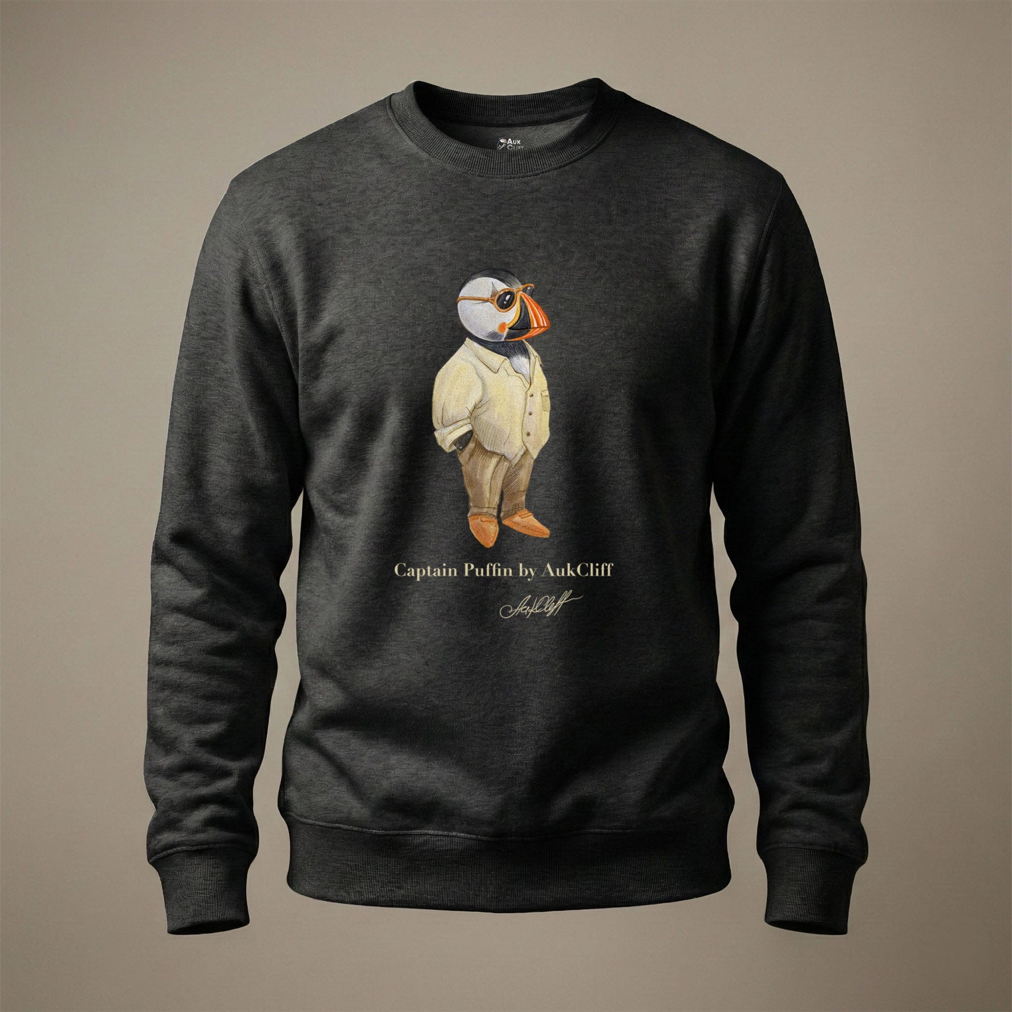 AukCliff Captain Puffin Sweatshirt Charcoal Heather / S Captain Puffin™ Fashion Explorer Sweatshirt