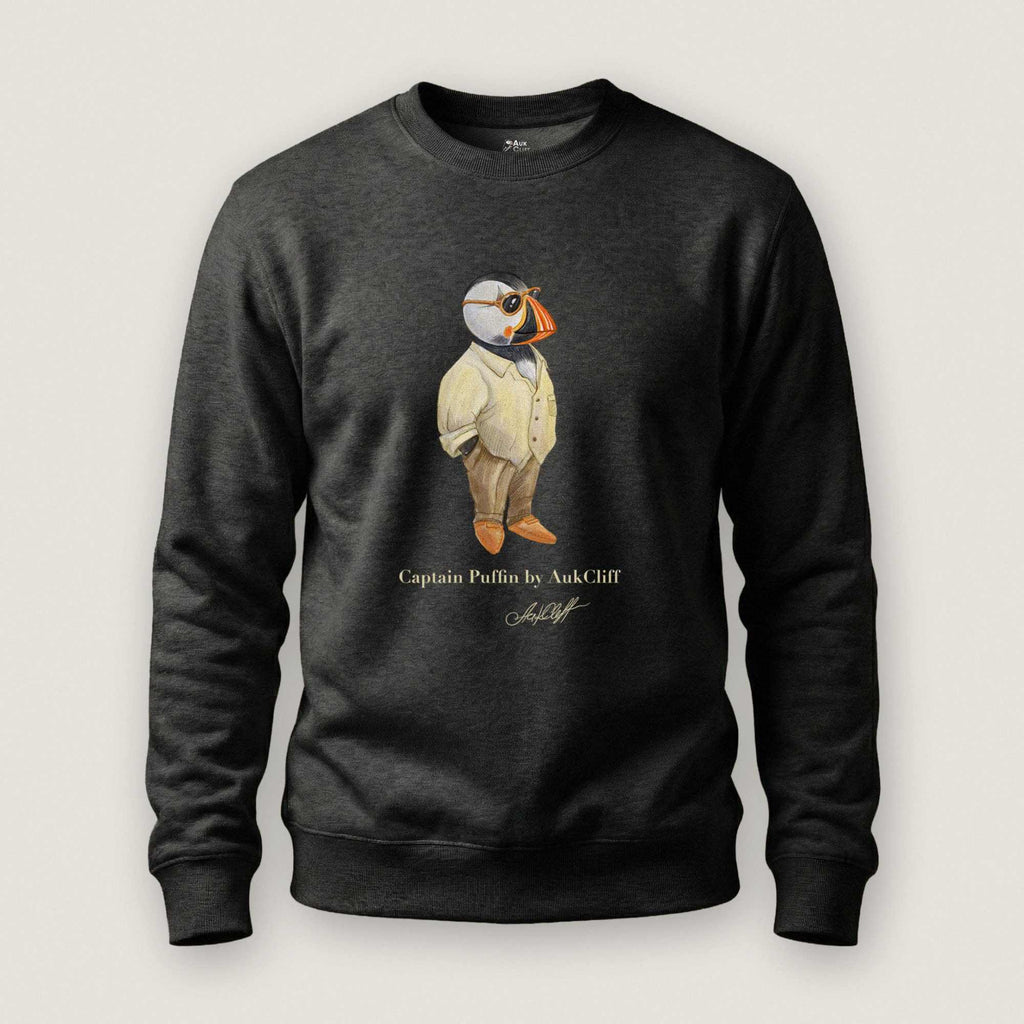 AukCliff Captain Puffin Sweatshirt Charcoal Heather / S Captain Puffin™ Fashion Explorer Sweatshirt