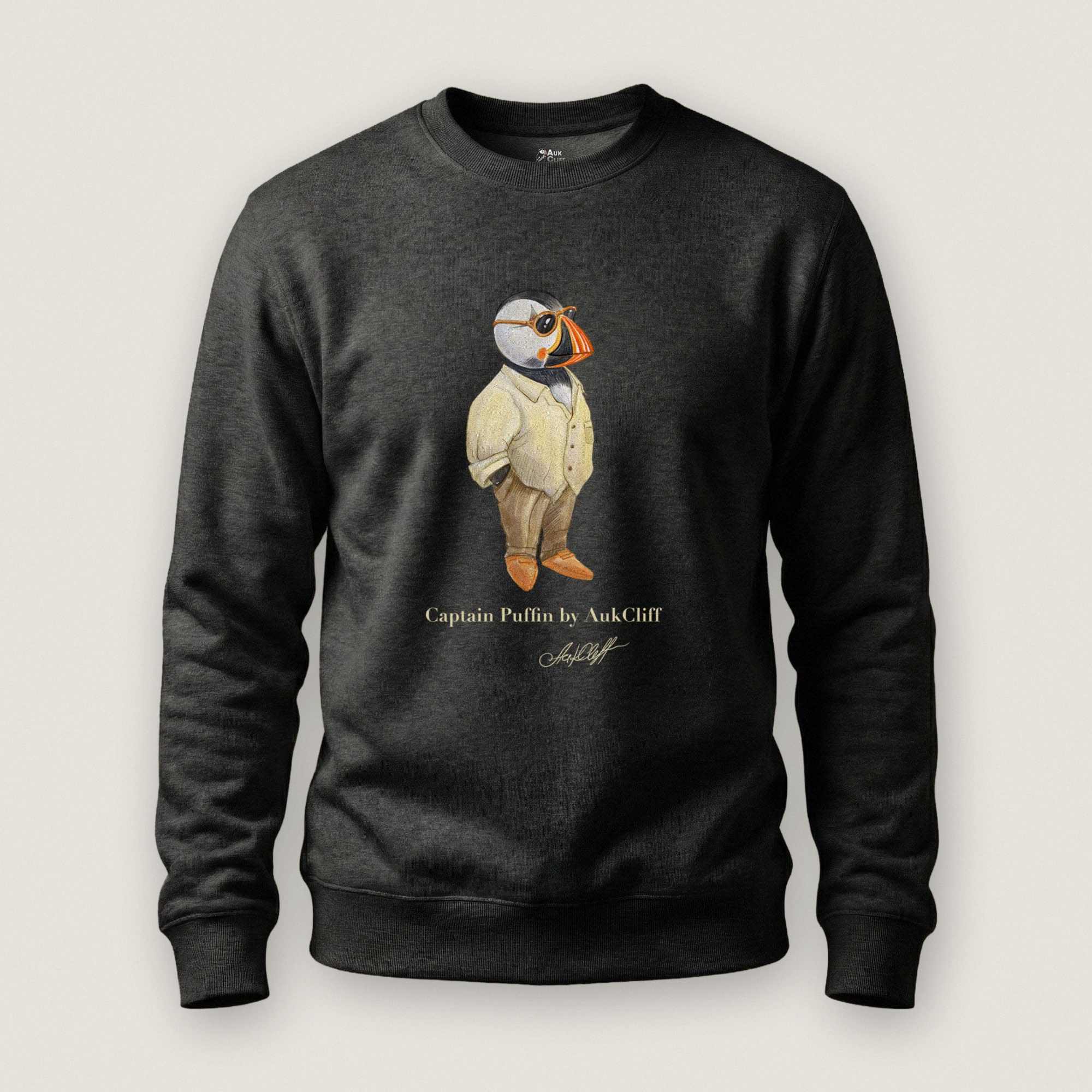 AukCliff Captain Puffin Sweatshirt Charcoal Heather / S Captain Puffin™ Fashion Explorer Sweatshirt