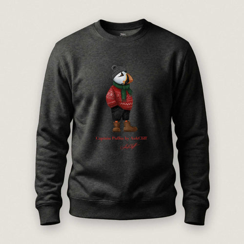 AukCliff Captain Puffin Sweatshirt Charcoal Heather / S Captain Puffin™ “Festive Puffin” Sweatshirt