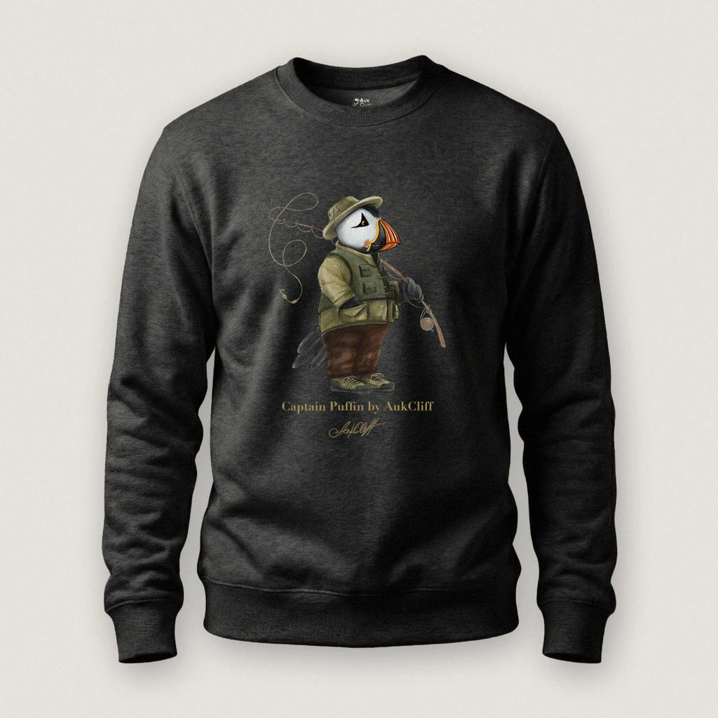 AukCliff Captain Puffin Sweatshirt Charcoal Heather / S Captain Puffin™ Fly Fisherman Sweatshirt