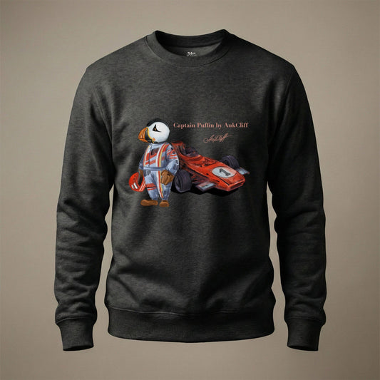 AukCliff Captain Puffin Sweatshirt Charcoal Heather / S Captain Puffin™ Formula Racer Sweatshirt