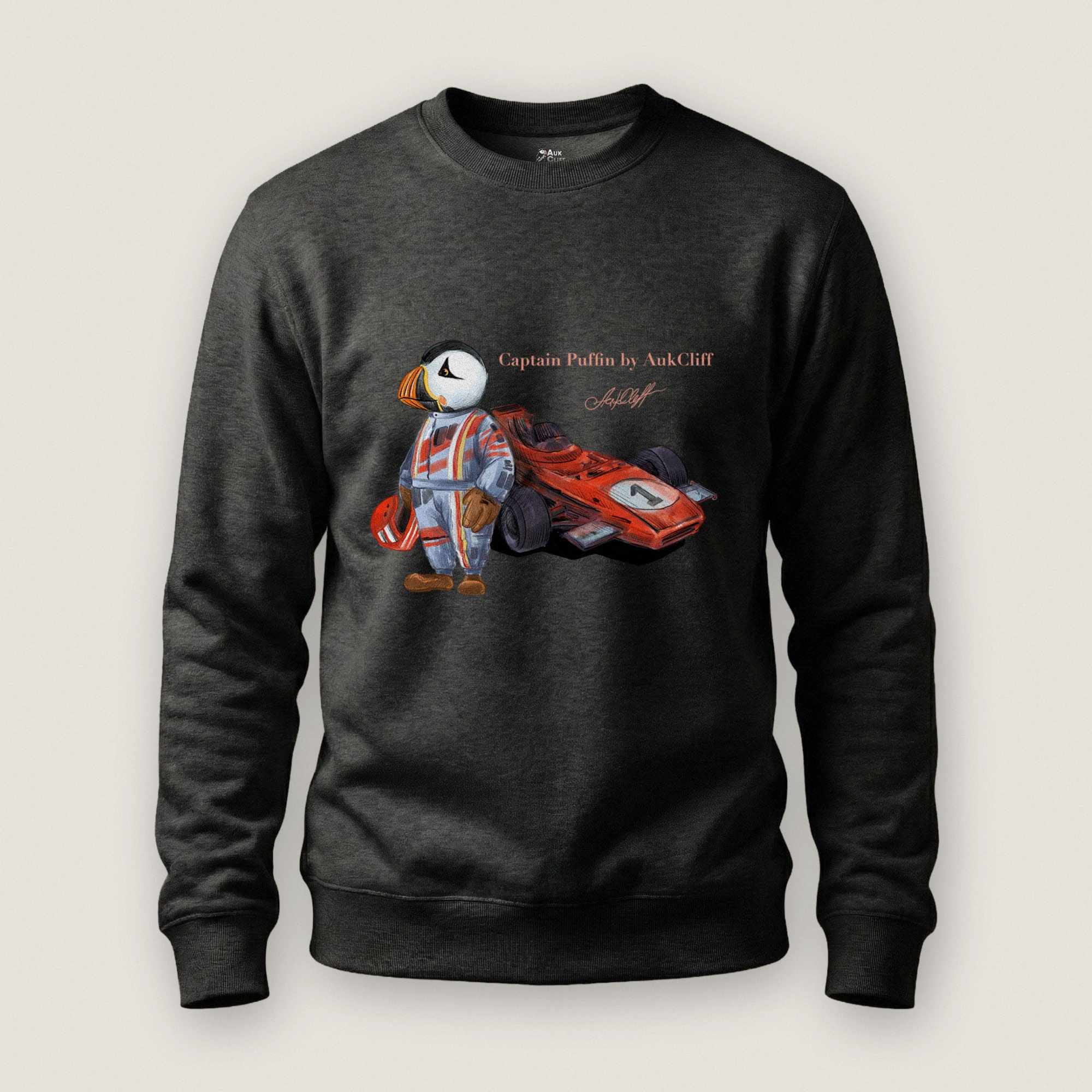 AukCliff Captain Puffin Sweatshirt Charcoal Heather / S Captain Puffin™ Formula Racer Sweatshirt