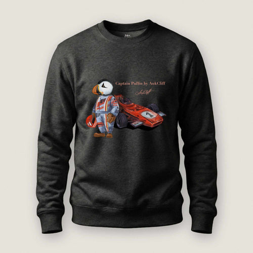 AukCliff Captain Puffin Sweatshirt Charcoal Heather / S Captain Puffin™ Formula Racer Sweatshirt
