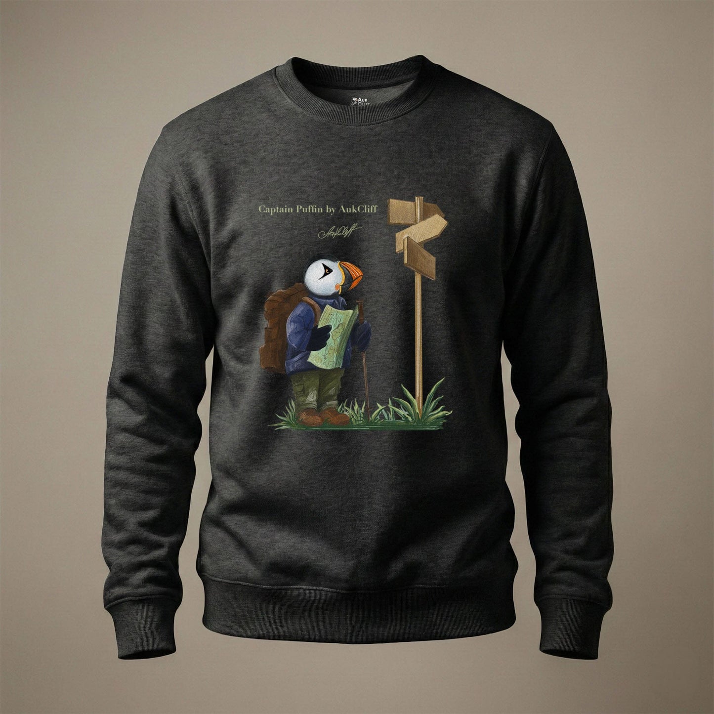 AukCliff Captain Puffin Sweatshirt Charcoal Heather / S Captain Puffin™ Hiker Sweatshirt